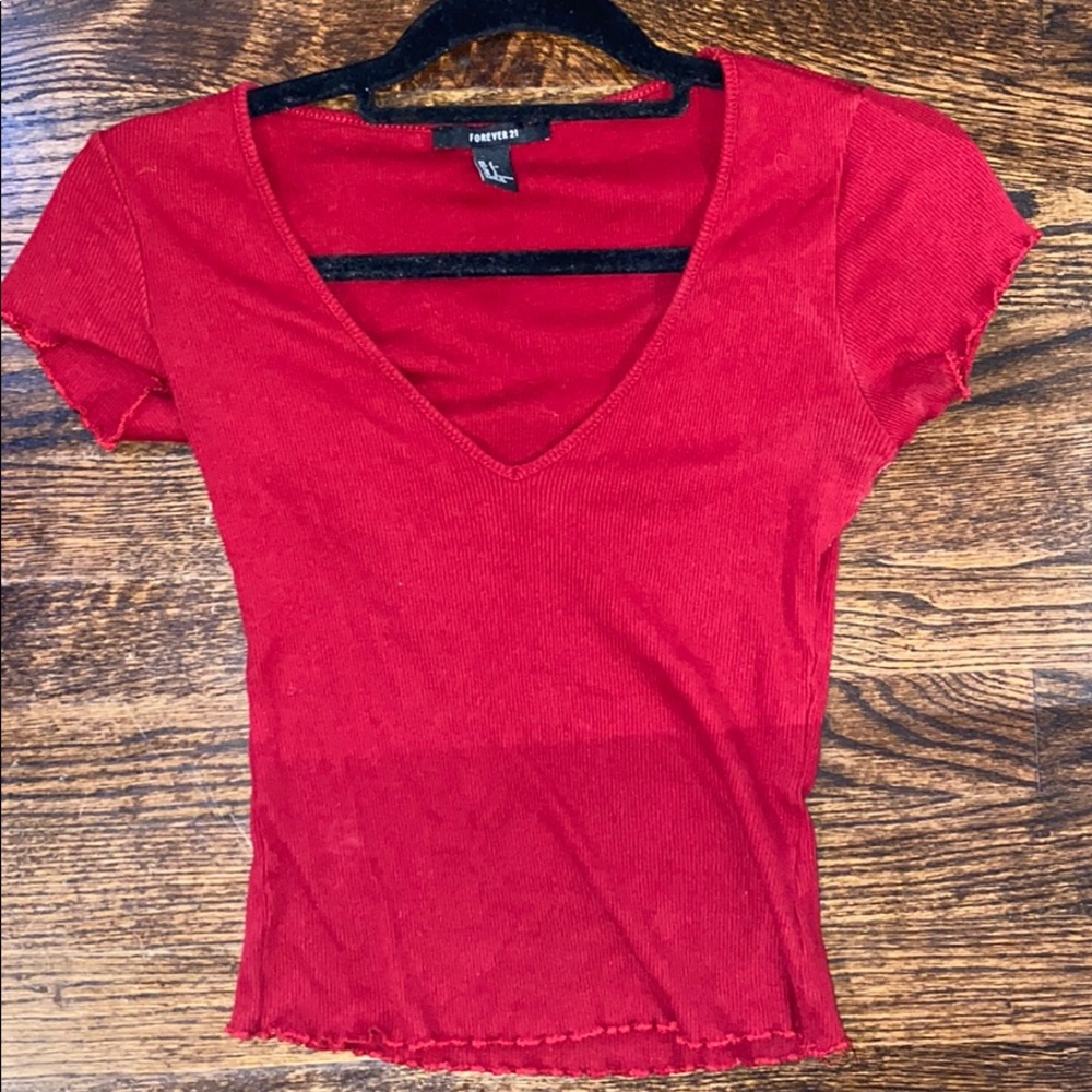 Red T-shirt V-neck